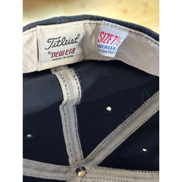 Vintage Titleist Footjoy Script New Era Wool Fitted Hat Cap Size 7 1/2 USA Blue - Picture 8 of 8